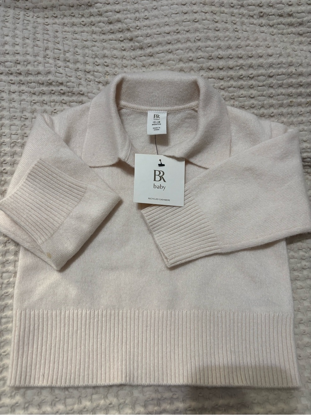 Banana Republic Cream Baby V-Neck Collared Sweater